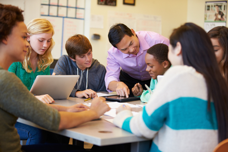 Kids in class with teacher